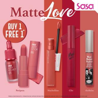 Sasa Matte Lipsticks Buy 1 FREE 1 Sale (valid until 15 July 2020)