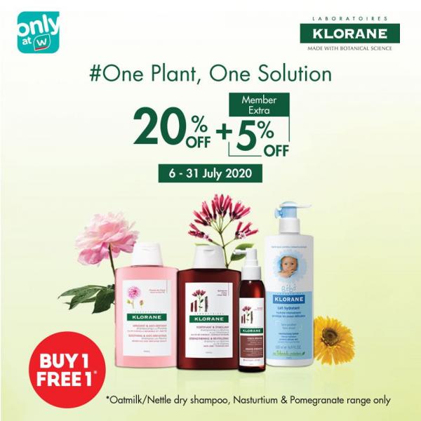 Watsons Klorane Hair Care Online Sale 20% OFF (6 Jul 2020 - 31 Jul 2020)