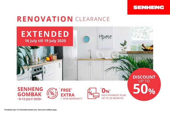 Senheng Gombak Renovation Clearance Sale Up To 50% OFF (16 Jul 2020 - 19 Jul 2020)