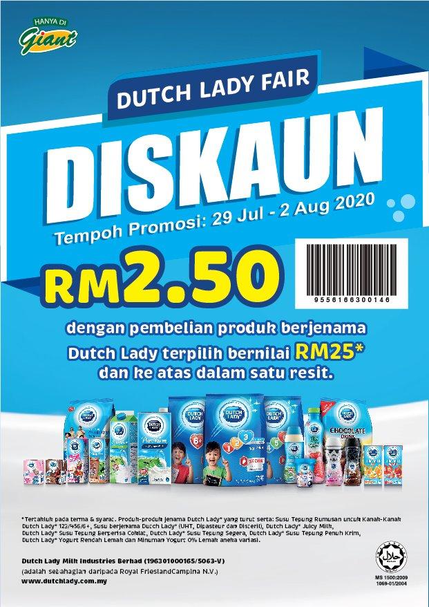 Giant Dutch Lady Fair Discount RM2.50 Promotion (29 Jul 2020 - 2 Aug 2020)