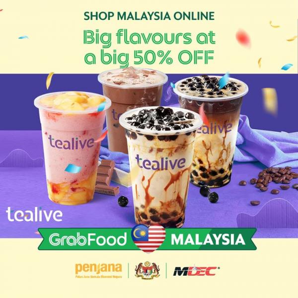 Tealive Merdeka 50% OFF Promotion on GrabFood (1 Aug 2020 - 31 Aug 2020)