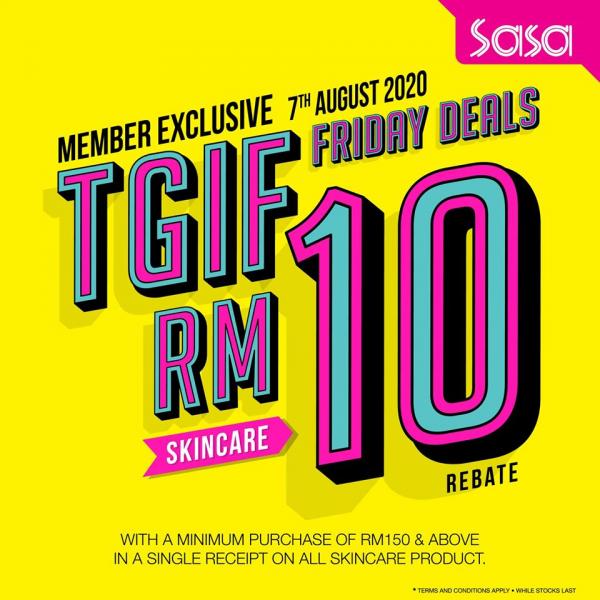 SaSa Member TGIF Friday Skincare RM10 OFF Deals Promotion (7 Aug 2020)