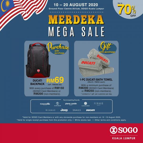 SOGO Kuala Lumpur Merdeka Mega Sale Up To 70% OFF (10 Aug 2020 - 20 Aug 2020)