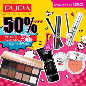 SaSa Pupa Milano Sale Brand Day Sale 50% OFF (24 August 2020)