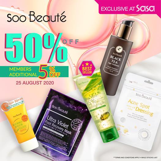 SaSa Soo Beaute 50% OFF Sale (25 Aug 2020)