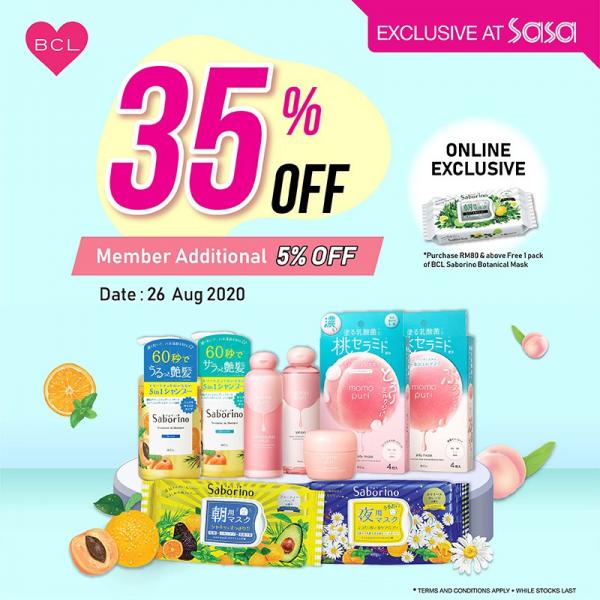 SaSa BCL Brand Day Sale 35% OFF (26 Aug 2020)