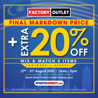 Sports Direct Merdeka Day Factory Outlet Sale (27 August 2020 - 31 August 2020)