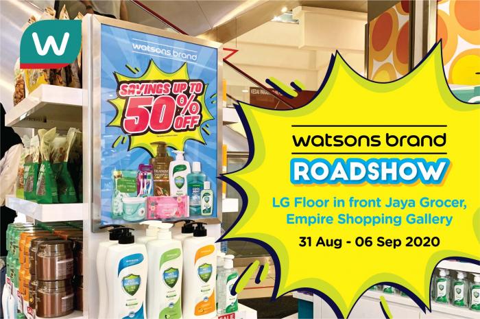 Watsons Brand Roadshow Promotion at Empire Shopping Gallery (31 Aug 2020 - 6 Sep 2020) Watsons Brand Roadshow Promotion at Empire Shopping Gallery (31 Aug 2020 - 6 Sep 2020)