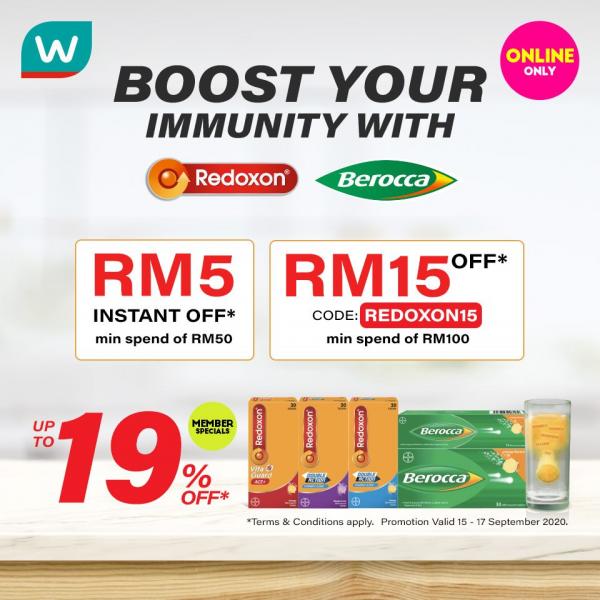 Watsons Berroca and Redoxon Online Promotion (valid until 17 Sep 2020) Watsons Berroca and Redoxon Online Promotion (valid until 17 Sep 2020)