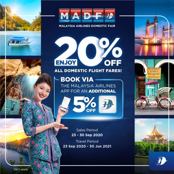 Malaysia Airlines Domestic Fair Sale 20% OFF (23 Sep 2020 - 30 Sep 2020)