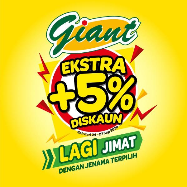 Giant Extra 5% OFF Discount Promotion (24 Sep 2020 - 27 Sep 2020)