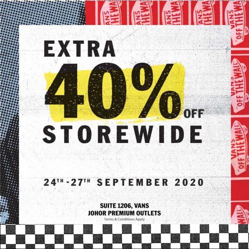 Vans Outlet Special Sale Extra 40% OFF Storewide at Johor Premium Outlets (24 Sep 2020 - 27 Sep 2020)