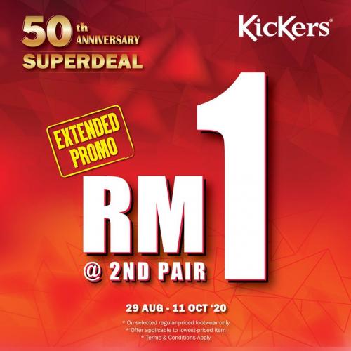 Kickers 50th Anniversary Super Deal Sale 2nd Pair @ RM1 at Johor Premium Outlets (29 Aug 2020 - 11 Oct 2020)