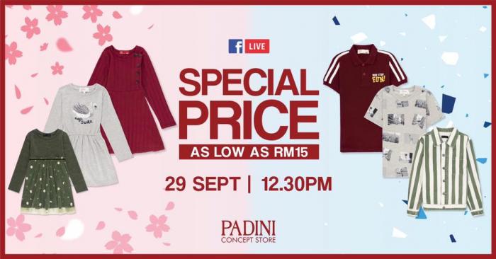 Padini Concept Store Facebook Live Special Price Sale As Low As RM15 (29 Sep 2020)