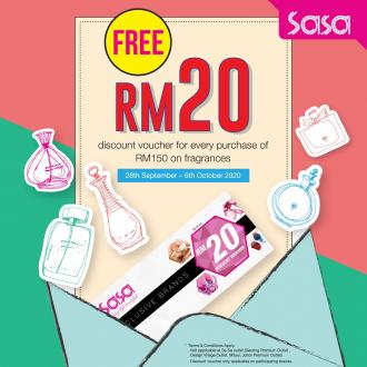 Sasa Fragrances Promotion FREE RM20 Discount Voucher (28 September 2020 - 6 October 2020)
