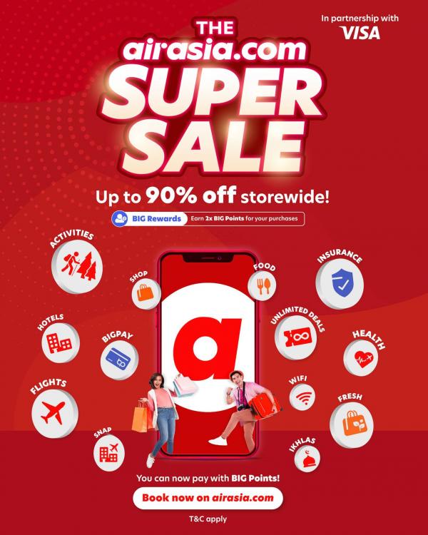 Airasia.com Super Sale Up To 90% OFF (12 Oct 2020 - 18 Oct 2020)
