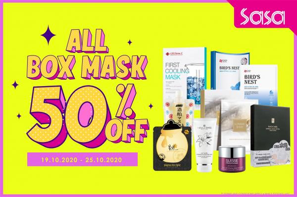 Sasa Online All Box Mask Promotion 50% OFF (19 Oct 2020 - 25 Oct 2020)