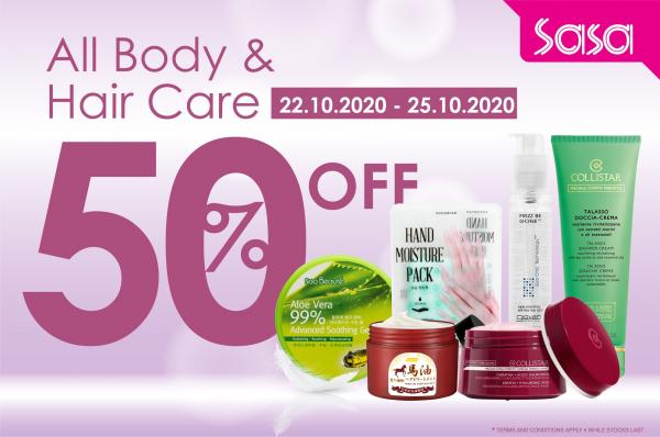 Sasa Online Body & Hair Care Sale 50% OFF (22 Oct 2020 - 25 Oct 2020)