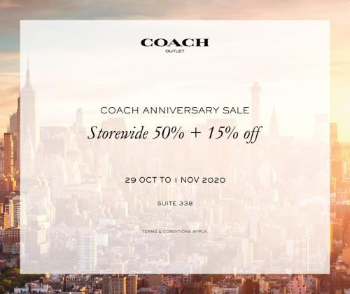 Coach Anniversary Sale Up To 50% OFF + 15% OFF at Johor Premium Outlets (29 Oct 2020 - 1 Nov 2020)