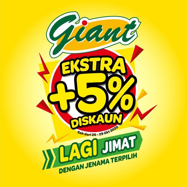 Giant Extra 5% OFF Discount Promotion (26 Oct 2020 - 29 Oct 2020)