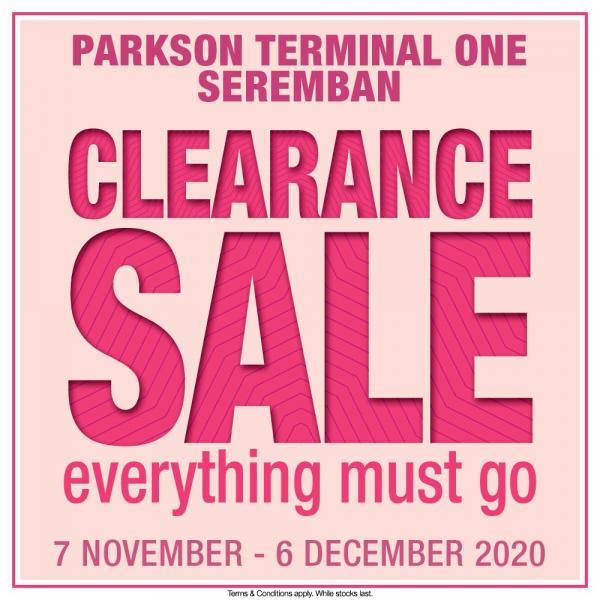 Parkson Terminal One Seremban Clearance Sale (7 Nov 2020 - 6 Dec 2020) Parkson Terminal One Seremban Clearance Sale (7 Nov 2020 - 6 Dec 2020)
