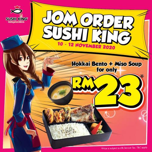 Sushi King Jom Order Promotion Hokkai Bento + Miso Soup @ RM23 (10 Nov 2020 - 12 Nov 2020)