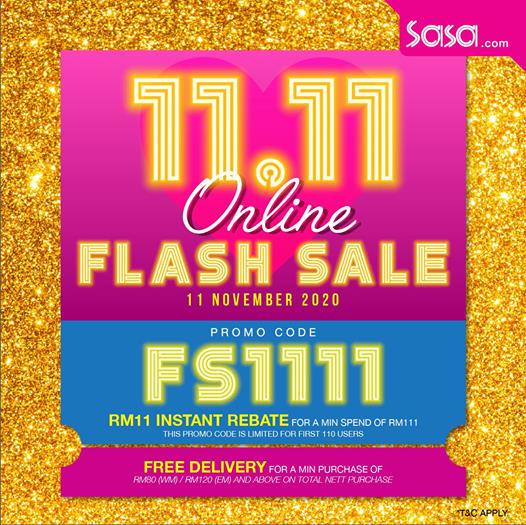 Sasa Online 11.11 Sale FREE RM11 OFF Promo Code (11 Nov 2020)