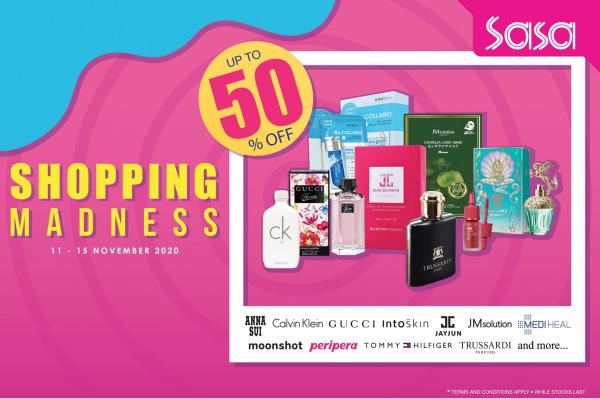 Sasa Shopping Madness Promotion Up To 50% OFF (11 Nov 2020 - 15 Nov 2020)