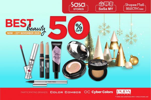 Sasa Best Beauty Promotion 50% OFF (20 Nov 2020 - 22 Nov 2020)