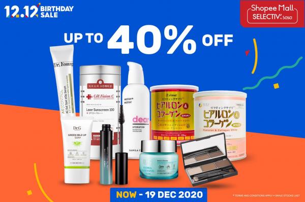 SaSa Health & Beauty 12.12 Sale Up To 40% OFF on Shopee (valid until 19 Dec 2020)