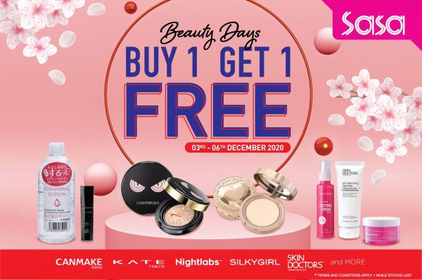 Sasa Christmas Beauty Days Buy 1 Get 1 FREE Promotion (3 Dec 2020 - 6 Dec 2020)