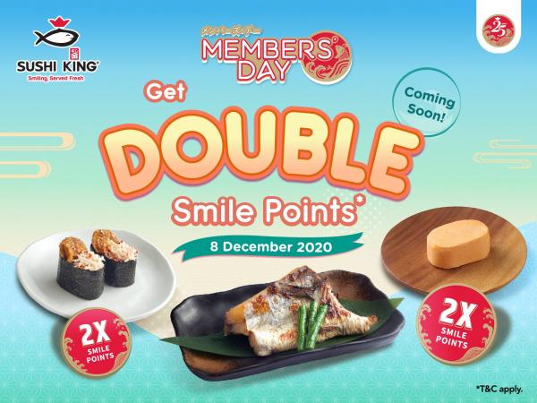 Sushi King Members Day Promotion Get Double Smile Points (8 Dec 2020)