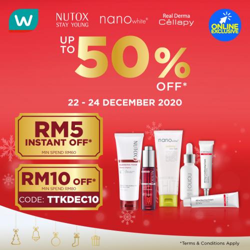 Watsons Online Nutox, Nanowhite and Cellapy Promotion Up To 50% OFF & FREE Promo Code (22 Dec 2020 - 24 Dec 2020)