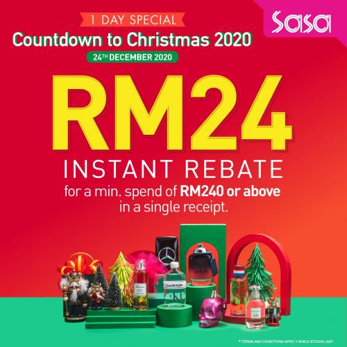 Sasa Countdown to Christmas 2020 Promotion RM24 Instant Rebate (24 Dec 2020)