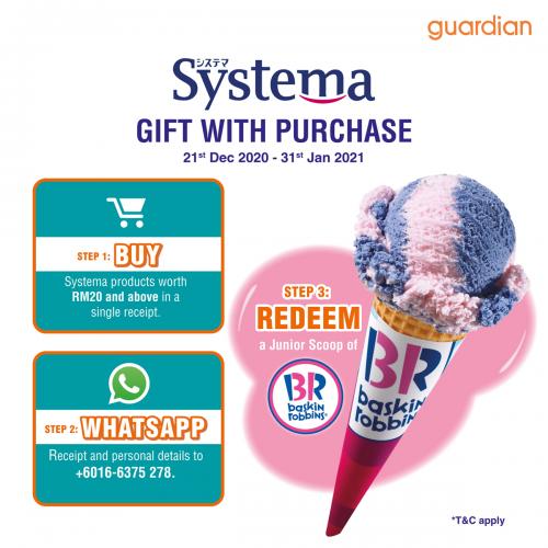 Guardian Systema Promotion FREE Baskin Robbins Ice Cream (21 Dec 2020 - 31 Jan 2021)