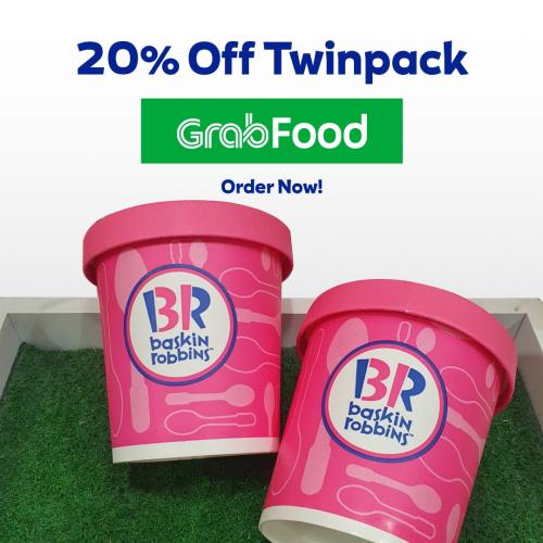 Baskin Robbins Twinpack Promotion 20% OFF on GrabFood Baskin Robbins Twinpack Promotion 20% OFF on GrabFood