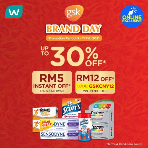 Watsons Online GSK Brand Day Sale Up To 30% OFF & FREE Promo Code (9 Feb 2021 - 11 Feb 2021)