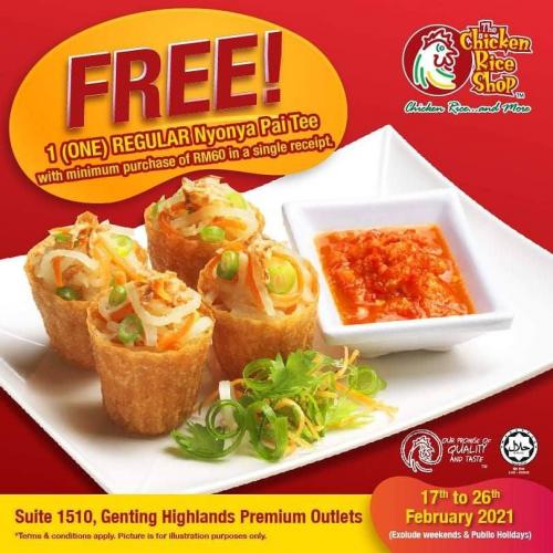 The Chicken Rice Shop FREE Nyonya Pai Tee Promotion at Genting Highlands Premium Outlets (17 Feb 2021 - 26 Feb 2021)