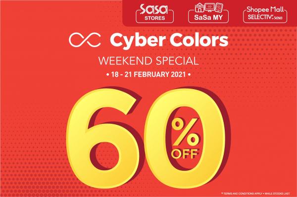 Sasa Cyber Colors Weekend Promotion 60% OFF (18 Feb 2021 - 21 Feb 2021)