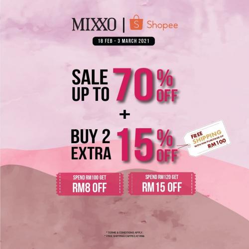 Mixxo Sale Up To 70% OFF on Shopee (18 Feb 2021 - 3 Mar 2021) Mixxo Sale Up To 70% OFF on Shopee (18 Feb 2021 - 3 Mar 2021)