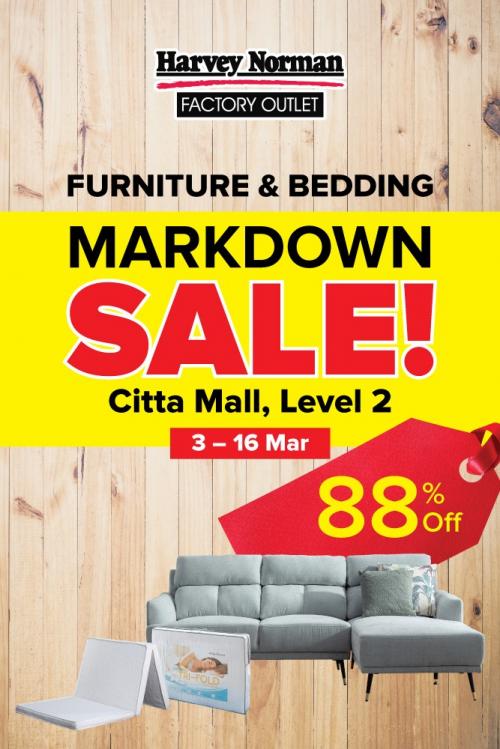 Harvey Norman Citta Mall Furniture & Bedding Markdown Sale Up To 88% OFF (3 Mar 2021 - 16 Mar 2021)