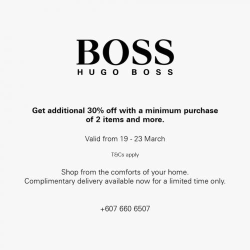 Hugo Boss Special Sale Additional 30% OFF at Johor Premium Outlets (19 Mar 2021 - 23 Mar 2021)