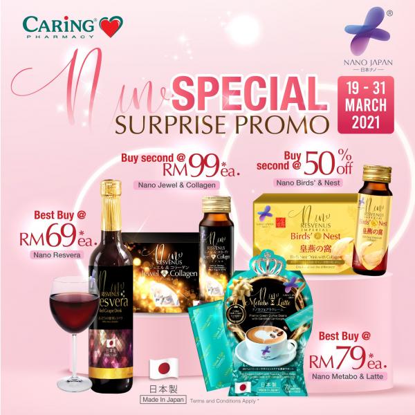 Caring Pharmacy Nano Japan Surprise Promotion (19 Mar 2021 - 31 Mar 2021)