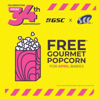 GSC FREE Gourmet Popcorn For April Babies Promotion (1 April 2021)