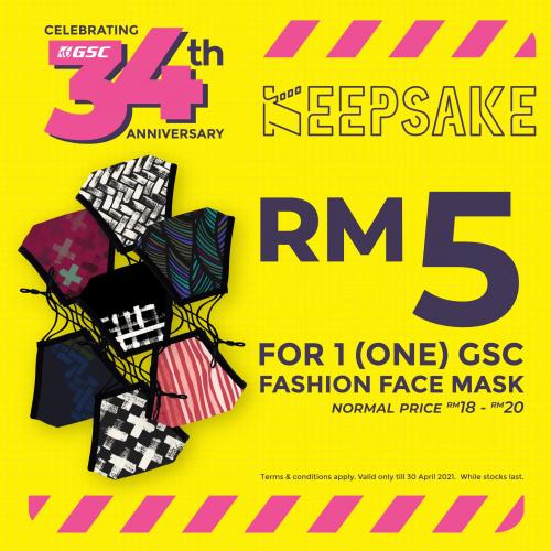 GSC Online GSC Fashion Face Mask @ RM5 Promotion (valid until 30 Apr 2021) GSC Online GSC Fashion Face Mask @ RM5 Promotion (valid until 30 Apr 2021)
