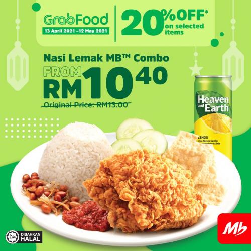 Marrybrown Ramadan 20% OFF Promotion on GrabFood (13 Apr 2021 - 12 May 2021)