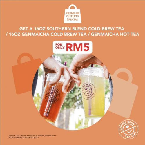 Coffee Bean Special Promotion Beverages @ RM5 at Johor Premium Outlets (23 Apr 2021 - 25 Apr 2021)