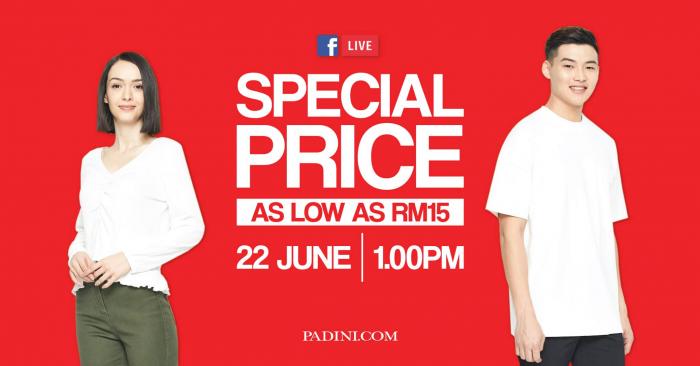 Padini Facebook Live Special Price Sale As Low As RM15 (22 Jun 2021)