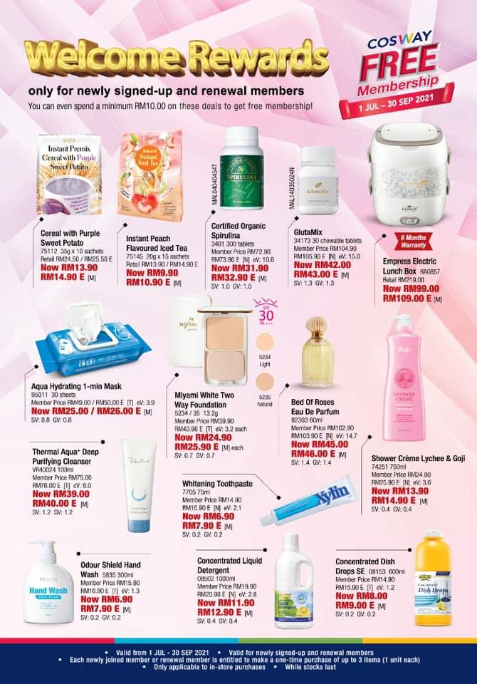 Cosway Welcome Rewards Promotion (1 Jul 2021 - 30 Sep 2021) Cosway Welcome Rewards Promotion (1 Jul 2021 - 30 Sep 2021)