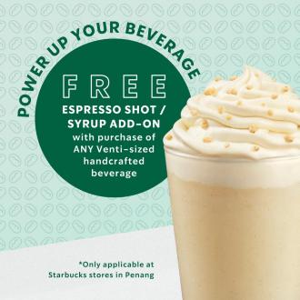 Starbucks Penang FREE Espresso Shot / Syrup Add-On Promotion (12 July 2021 - 31 July 2021)